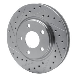 Buick Allure Brake Rotor (1) - Front Left - R1 Concepts - Drilled & Slotted - Silver - `04-`09